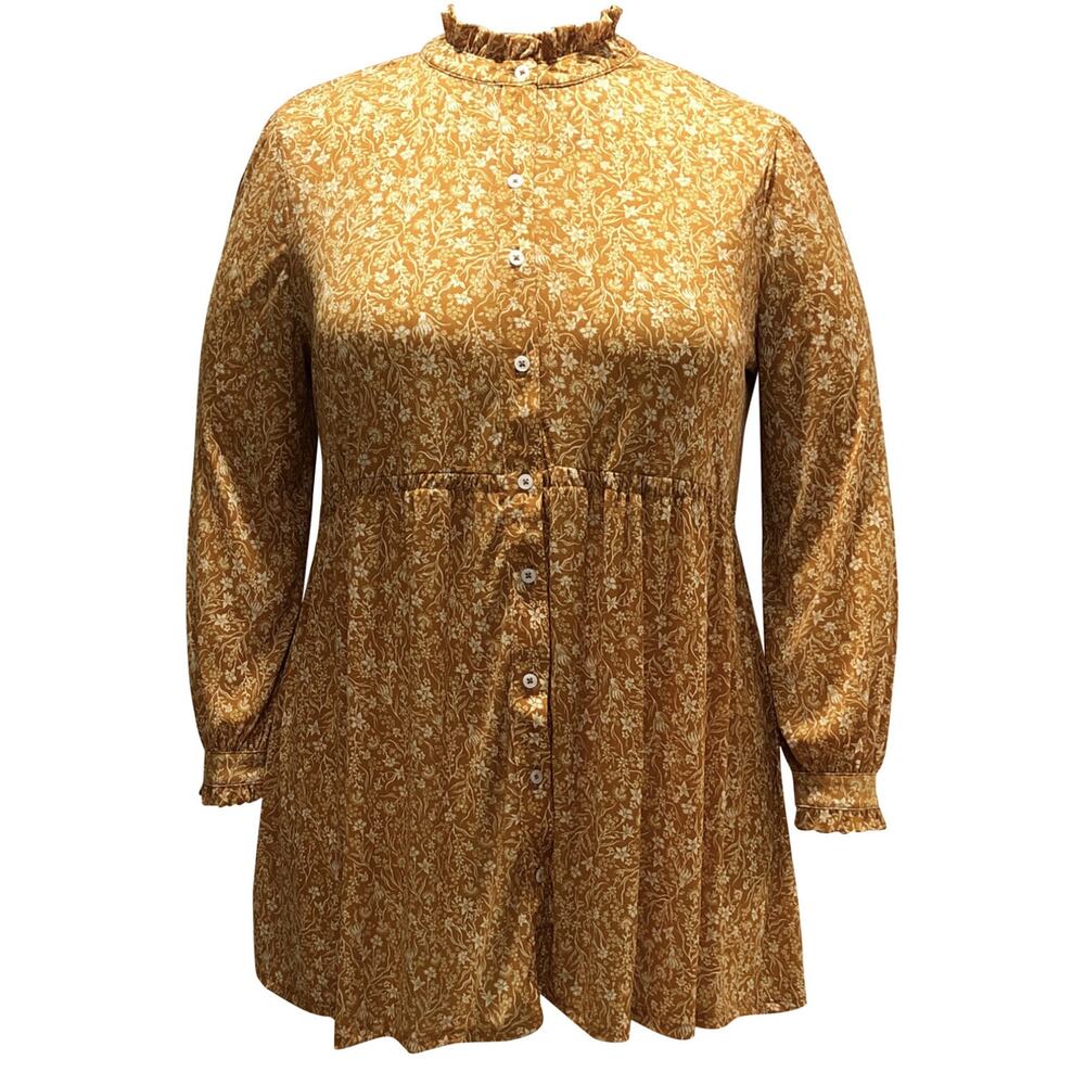 Style & Co Women's Printed Mesh Long Sleeve Tunic Vintage Ditsy Size L